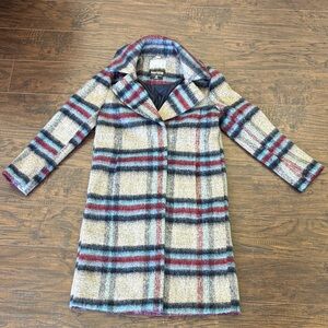 Kensie Multicolor Plaid Trench Coat